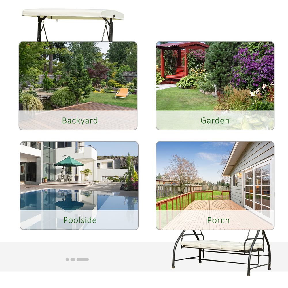 185L*125D*173H cm Swing Chair - Beige/Black - SILVIONIX