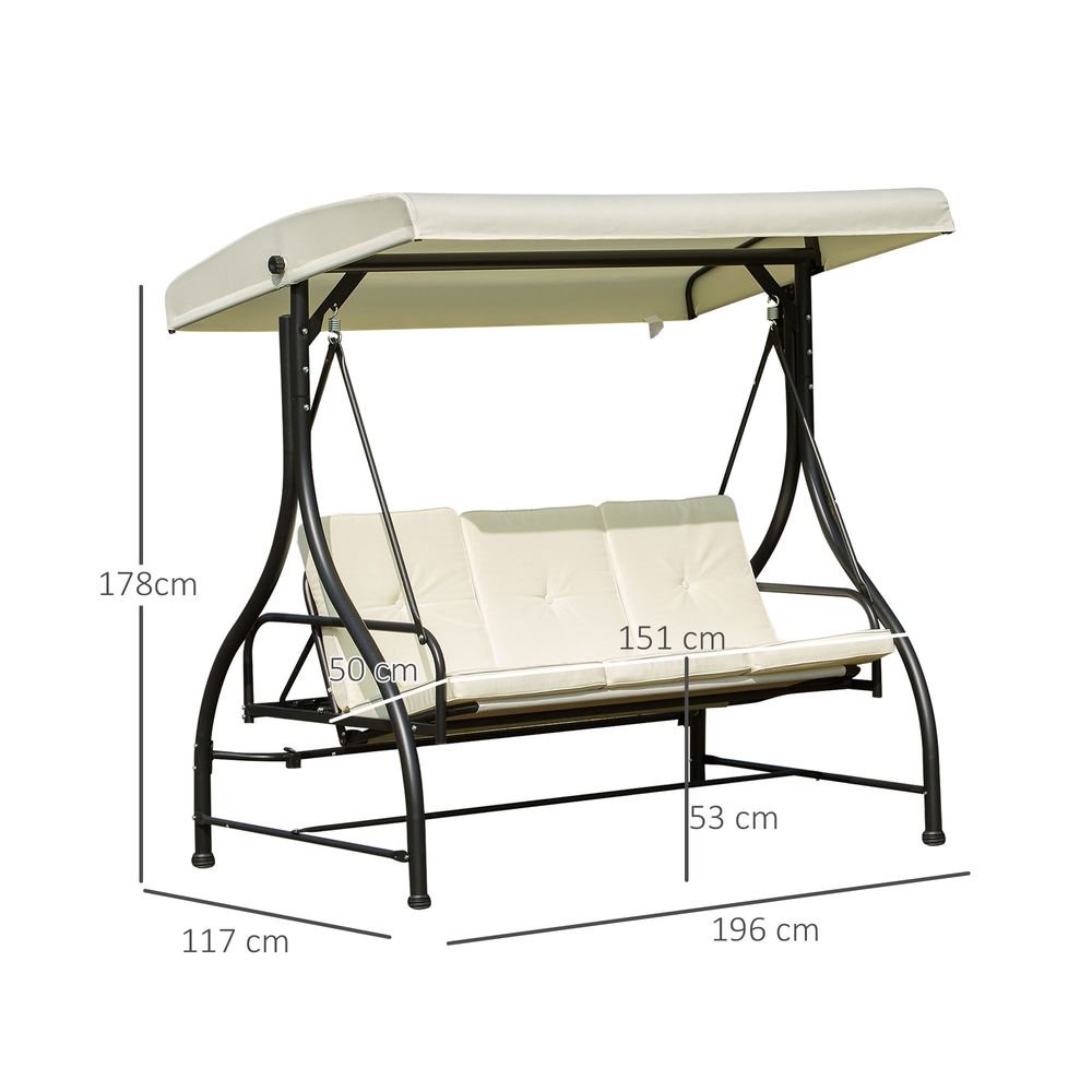 185L*125D*173H cm Swing Chair - Beige/Black - SILVIONIX