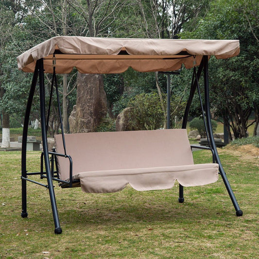 2 - in - 1 Patio Swing Chair 3 Seater Hammock Cushion Bed Lounger Tilt Canopy - SILVIONIX