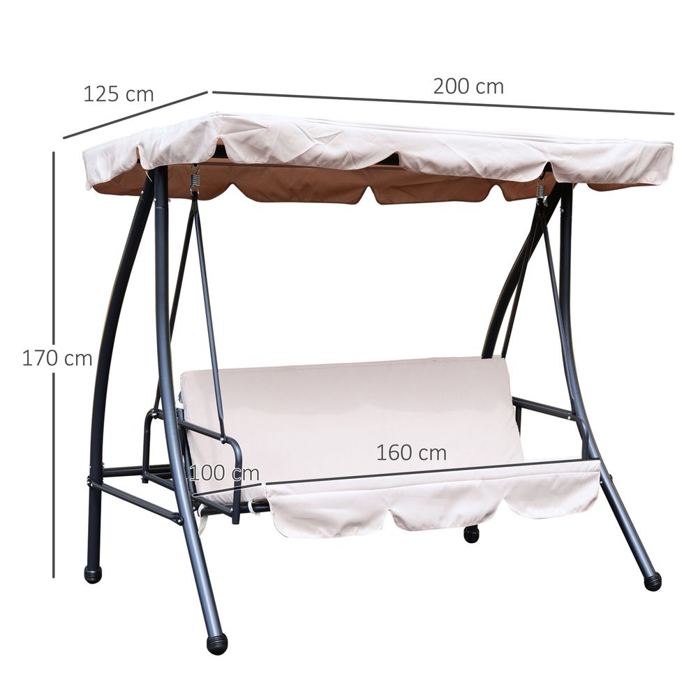 2 - in - 1 Patio Swing Chair 3 Seater Hammock Cushion Bed Lounger Tilt Canopy - SILVIONIX