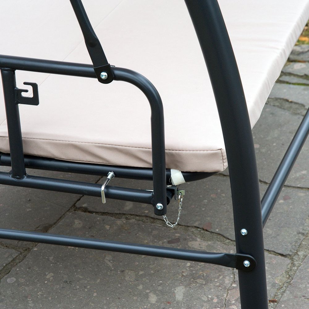 2 - in - 1 Patio Swing Chair 3 Seater Hammock Cushion Bed Lounger Tilt Canopy - SILVIONIX