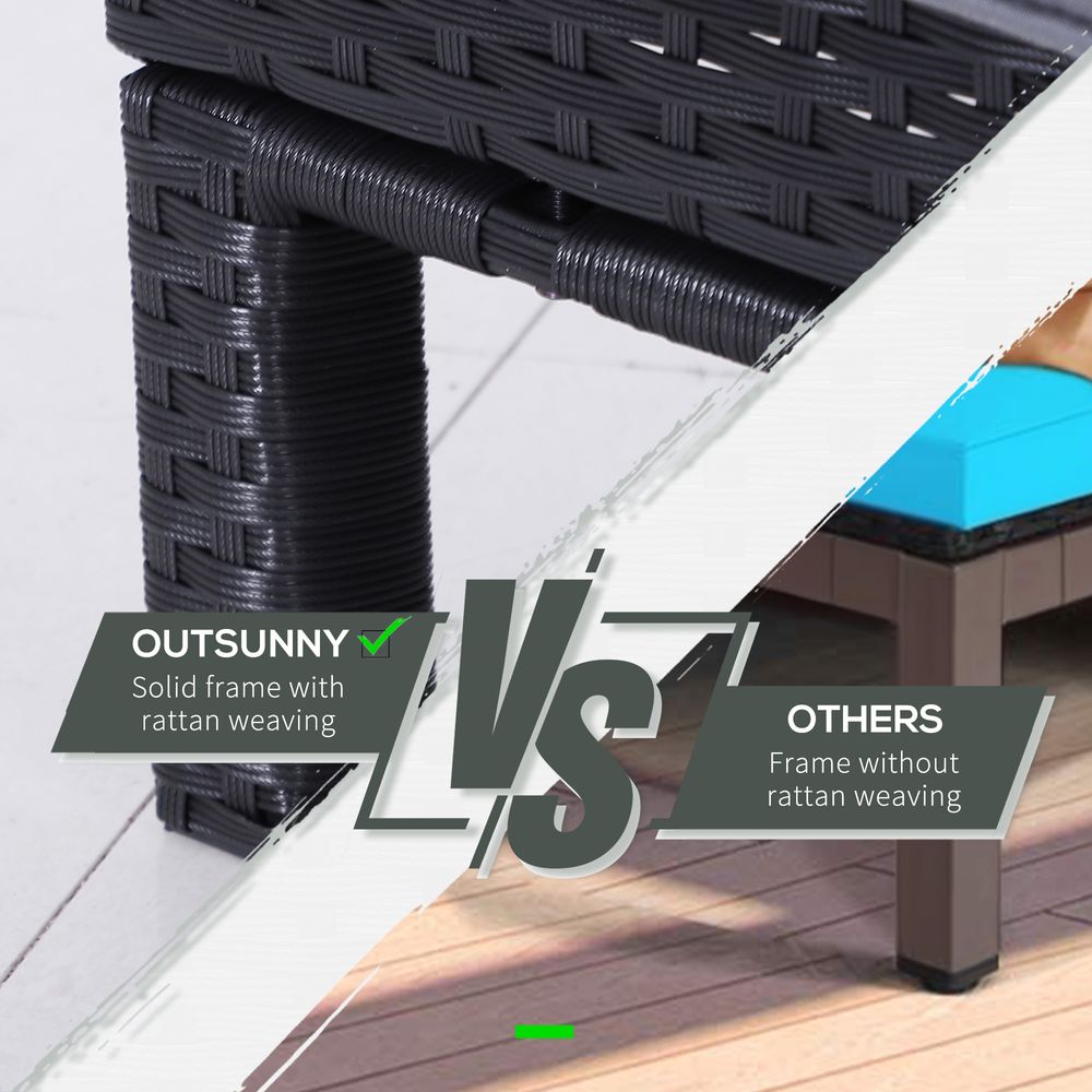 2 Seater Rattan Lounger Adjustable Cushions Black - SILVIONIX