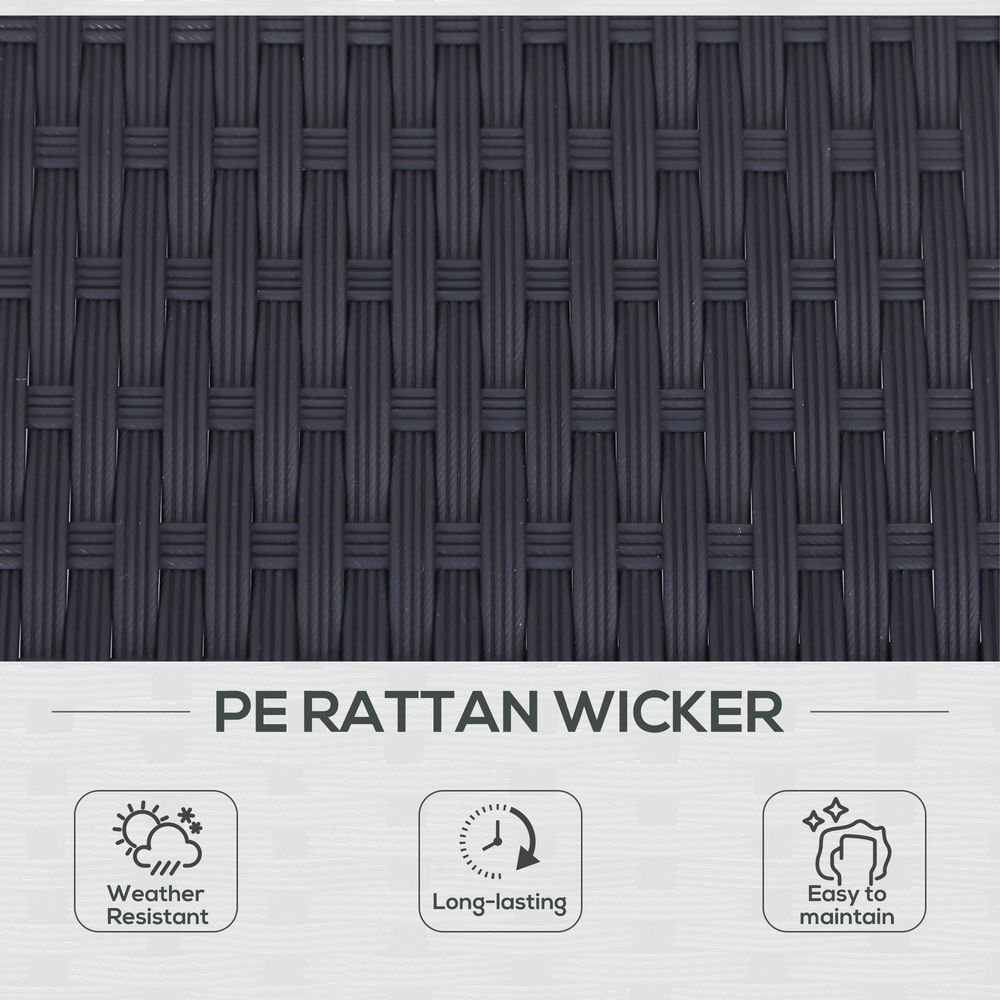 2 Seater Rattan Lounger Adjustable Cushions Black - SILVIONIX