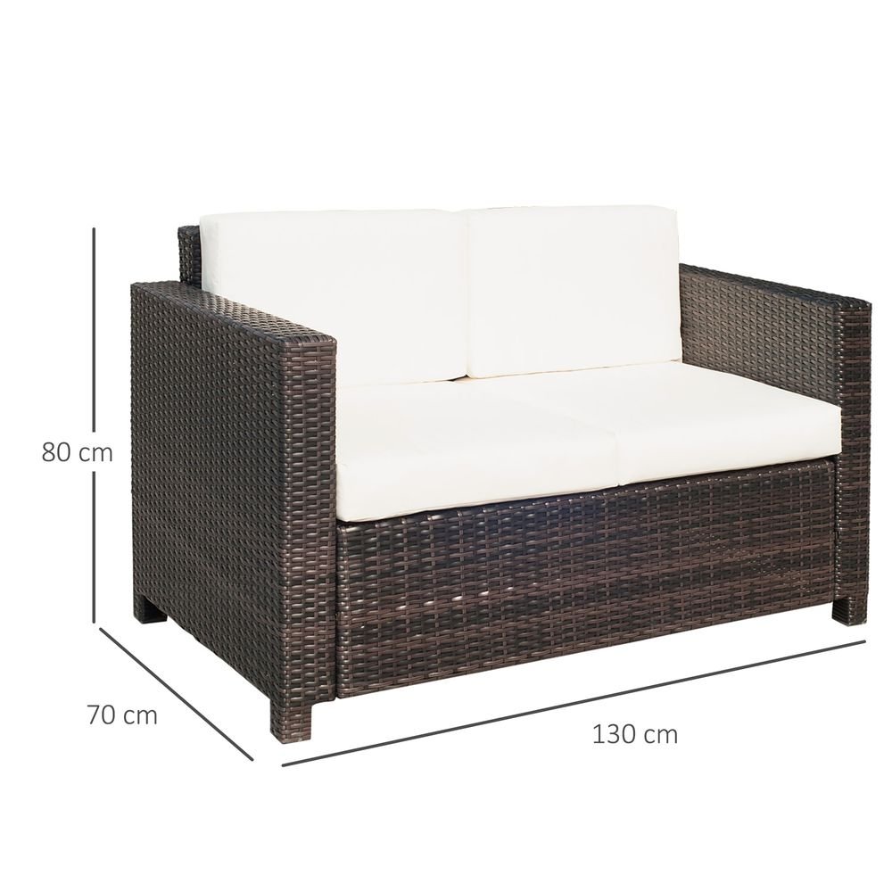 2 Seater Sofa Brown Rattan Table Sofa Chair Mixed Brown - SILVIONIX