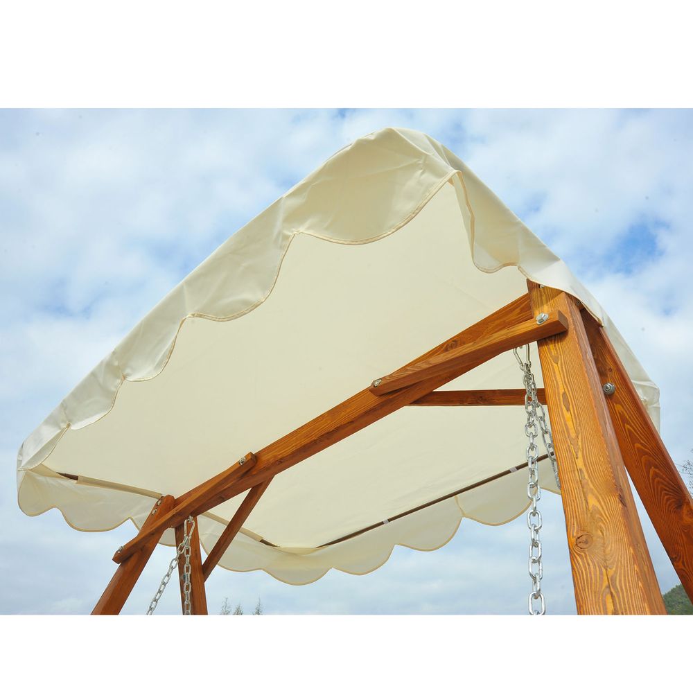 2 - Seater Wood Garden Chair Swing Bench Lounger - Cream - SILVIONIX