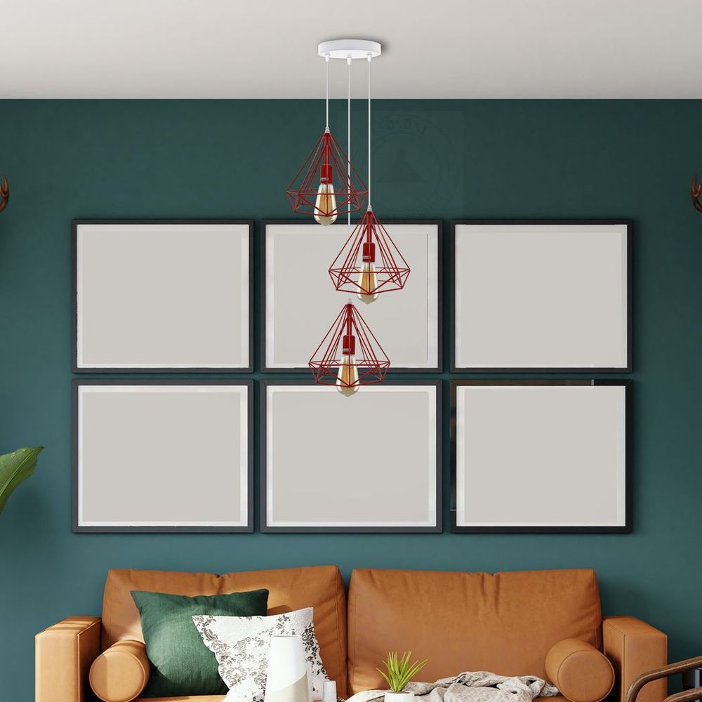 3 Head Round Base Vintage Industrial E27 Ceiling Hanging Light Cage Shade Loft Style Metal Ceiling Pendant Lamp - SILVIONIX