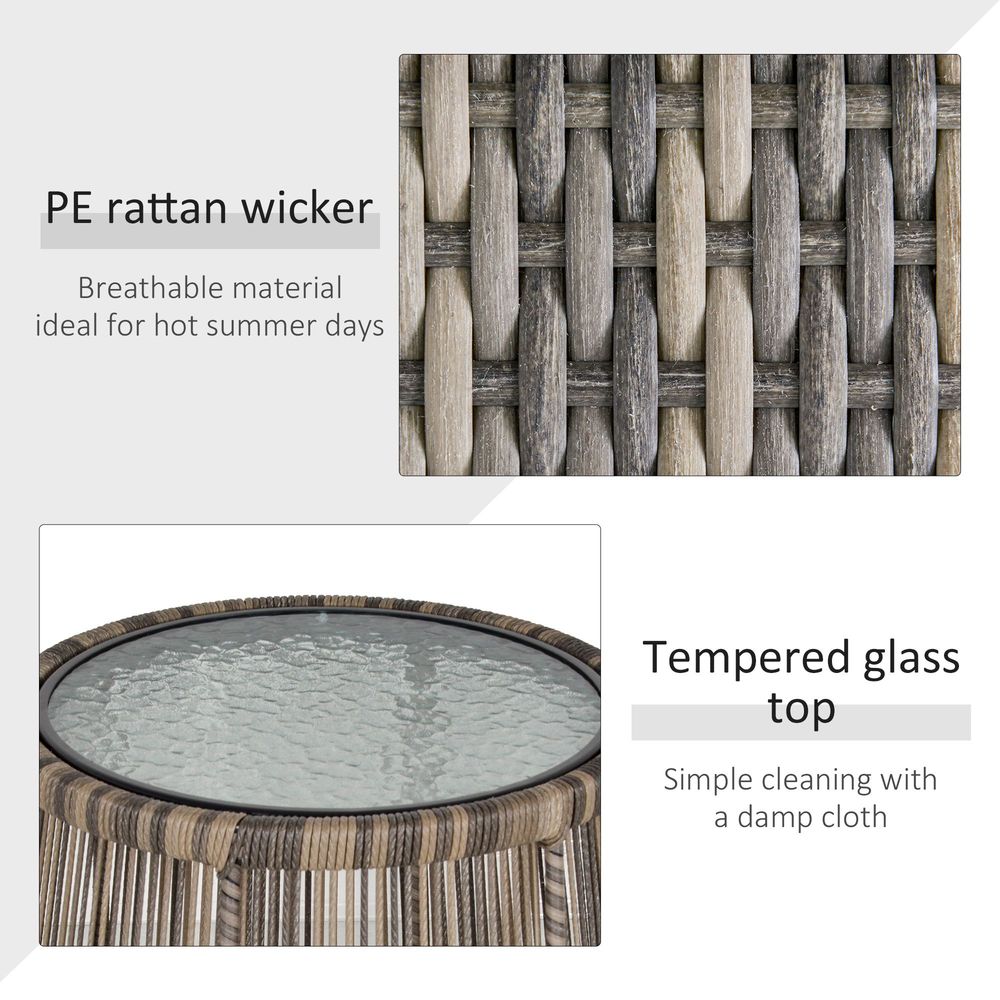 3 PCS Webbed PE Rattan Outdoor Patio Set w/ Cushions Steel Frame Grey Outsunny - SILVIONIX