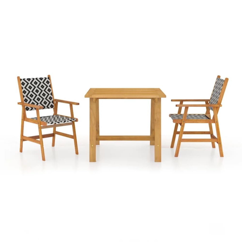 3 Piece Garden Dining Set Solid Acacia Wood - SILVIONIX