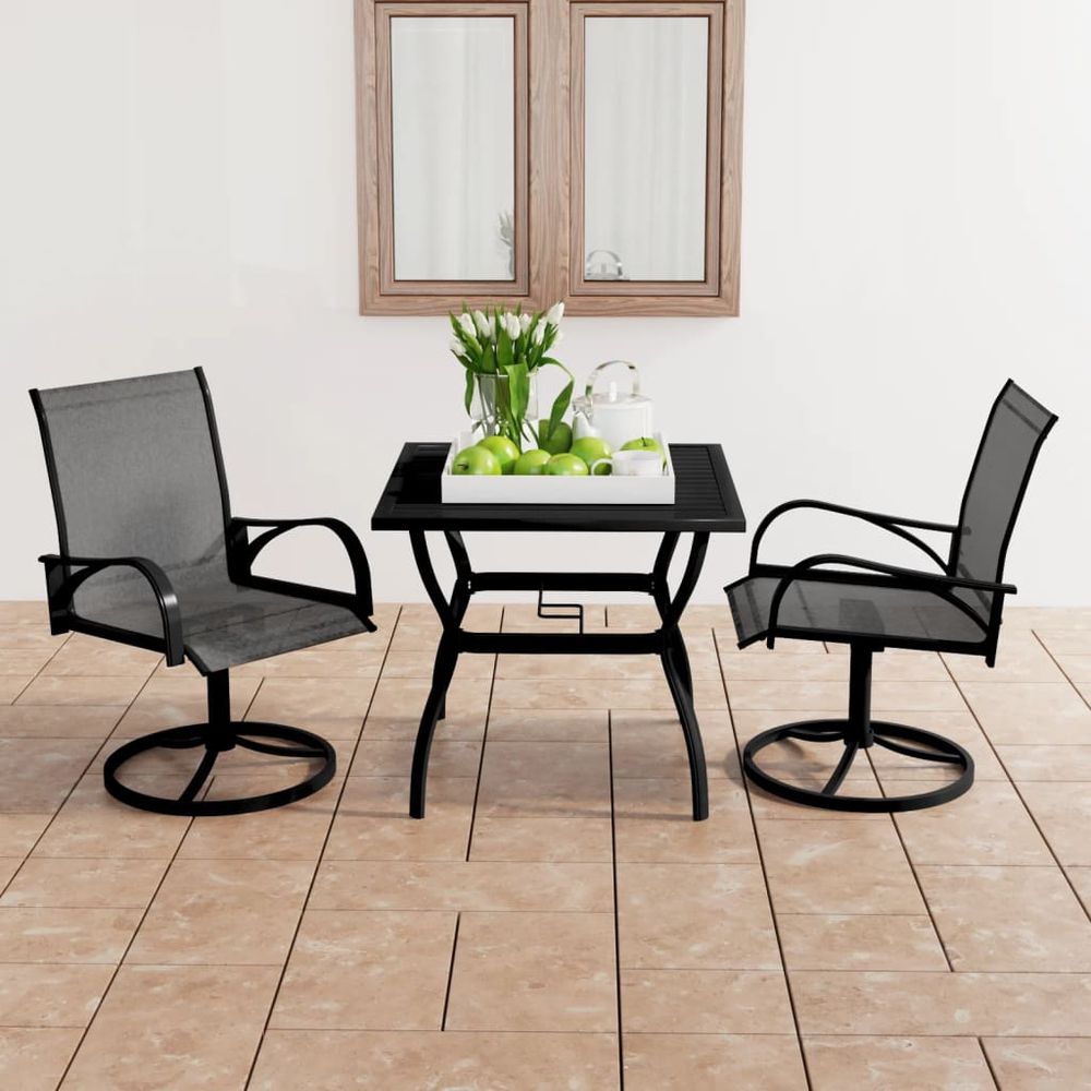 3 Piece Garden Dining Set Textilene and Steel - SILVIONIX