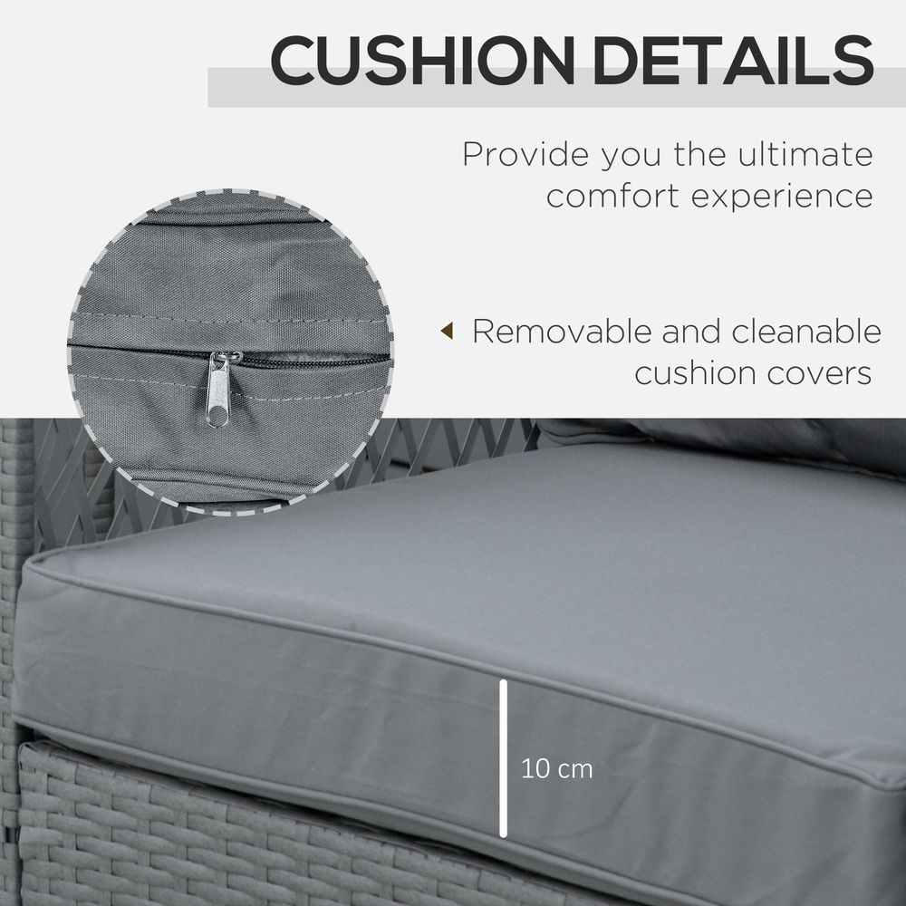 3 Pieces Patio PE Rattan Bistro Set w/ Armchairs Tempered Glass Table Outsunny - SILVIONIX