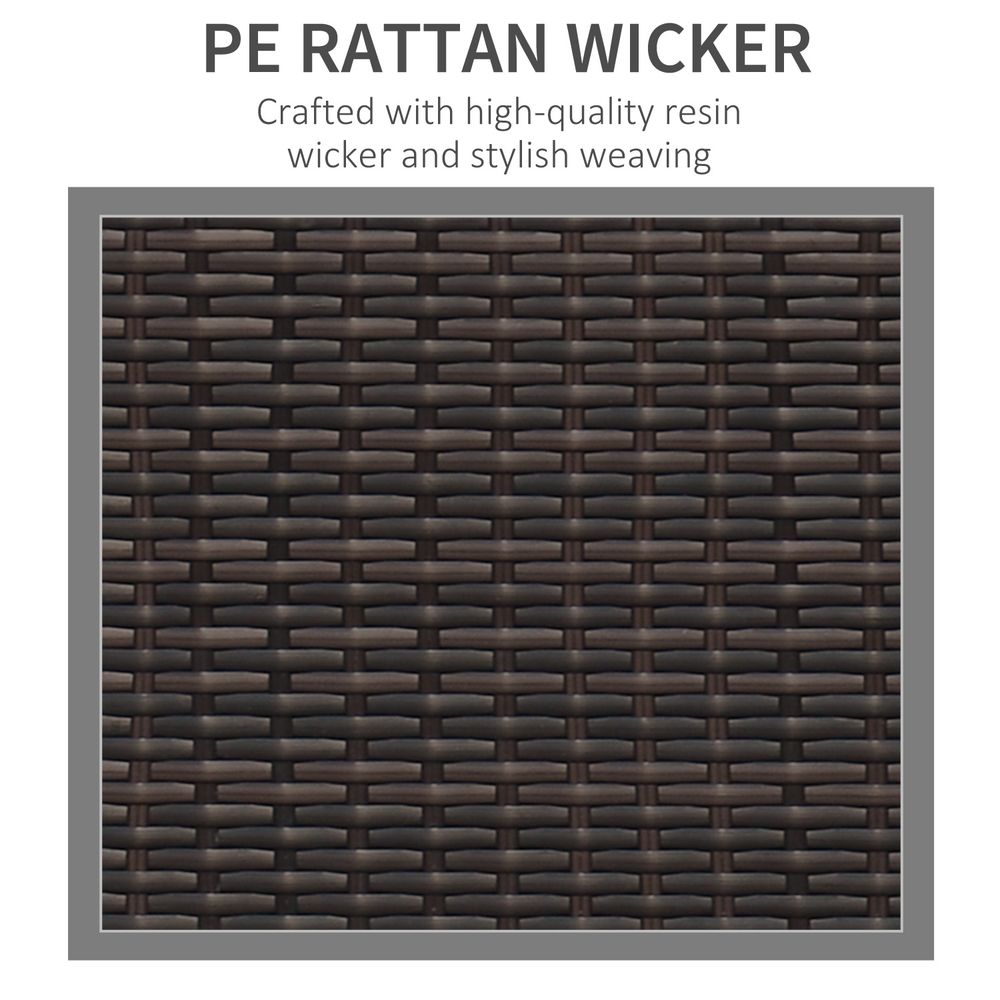 3 Seater Rattan Sofa Brown Wicker Weave Metal Frame Chair Outdoor Furniture - SILVIONIX