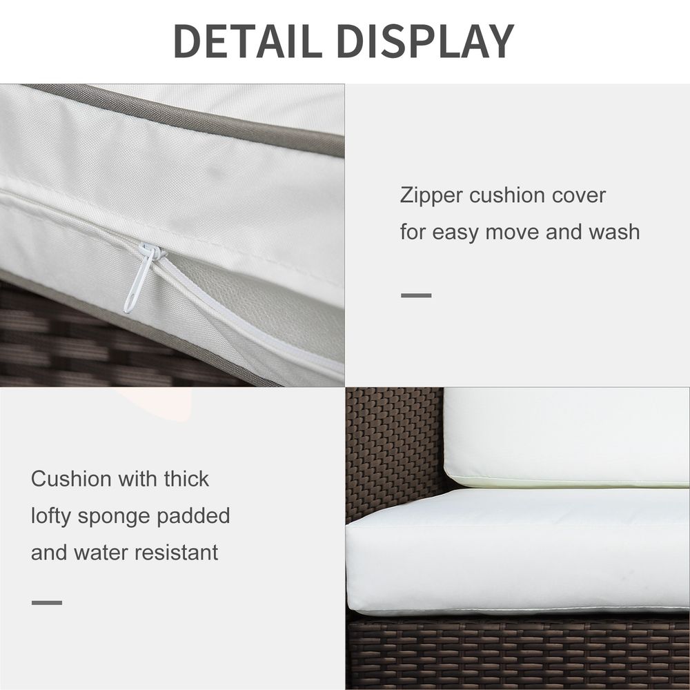 3 Seater Rattan Sofa Brown Wicker Weave Metal Frame Chair Outdoor Furniture - SILVIONIX