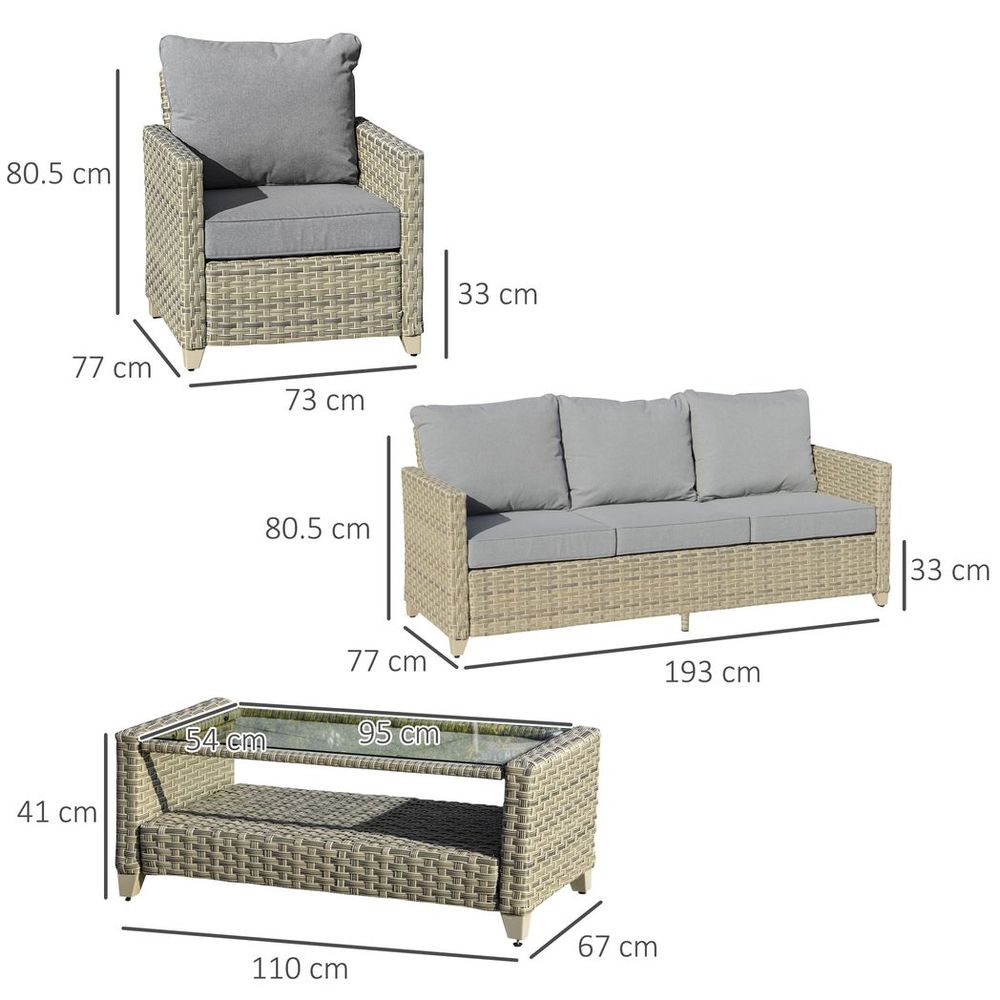 4 PCS Patio PE Rattan Sofa Set, Outdoor Conversation Furniture Set - SILVIONIX