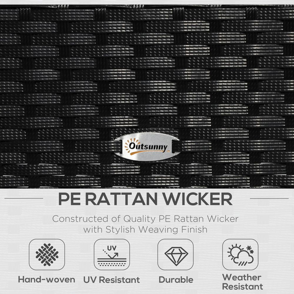 4 - Seater Rattan Garden Furniture Set Black Cream Outdoor Patio Bistro - SILVIONIX