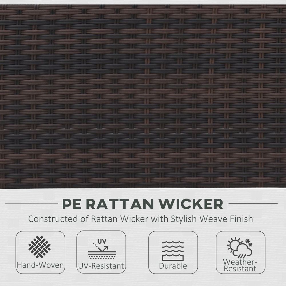 4pc Patio Garden Rattan Wicker Sofa 2 - Seater Loveseat Chair Table Brown - SILVIONIX