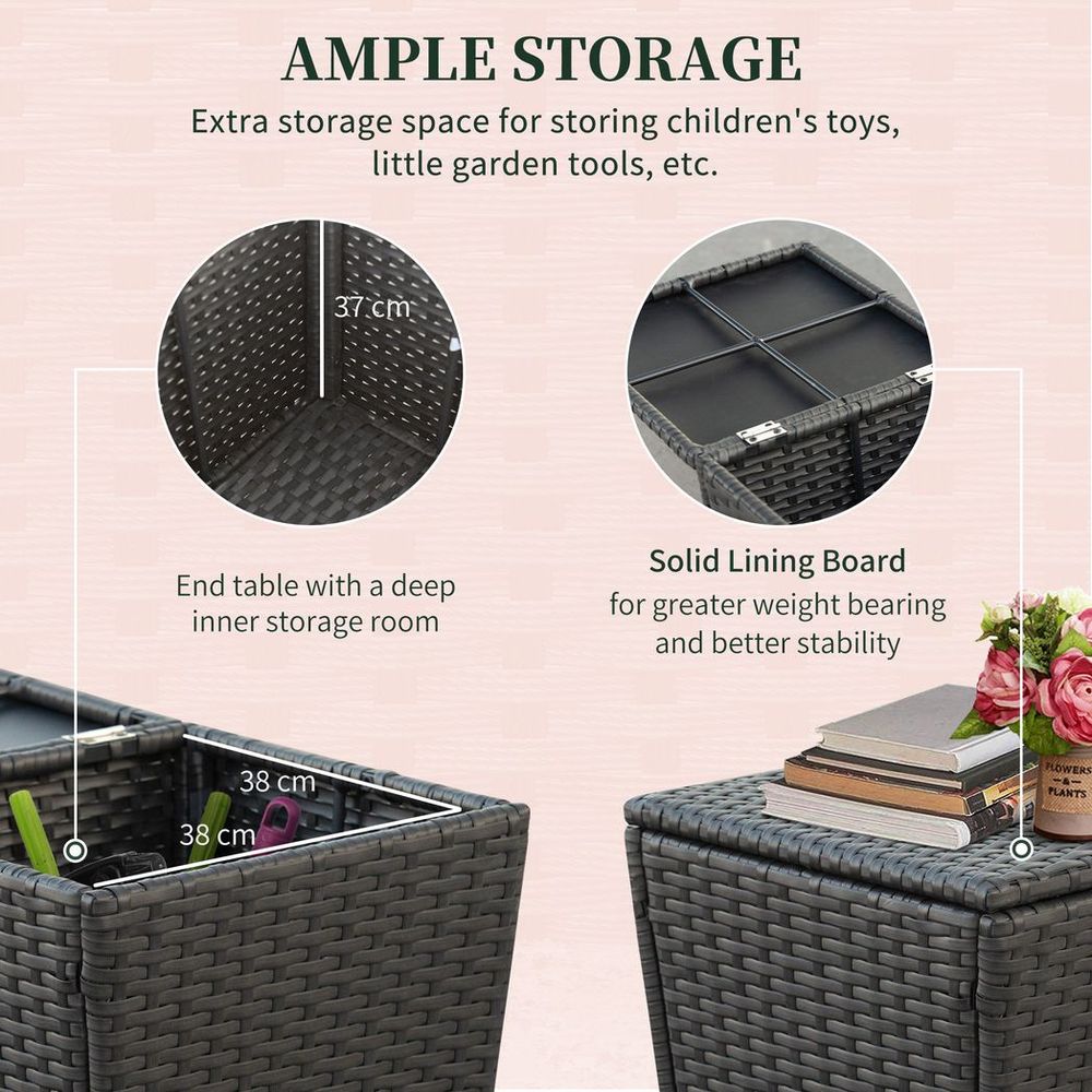 5pcs Outdoor Rattan Sofa Set w/ Storage Function Side Table & Ottoman - SILVIONIX