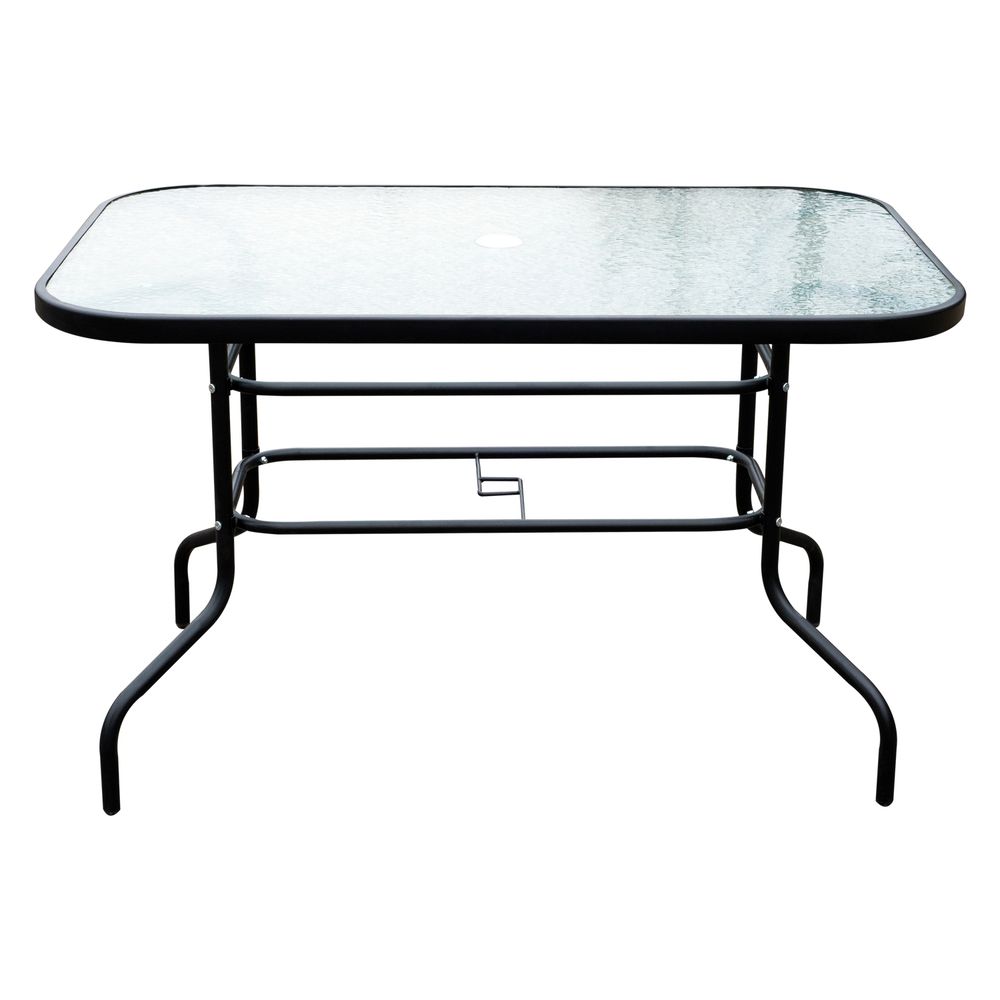 8 Pcs Dining Set W/Umbrella, Textilene - Beige - SILVIONIX