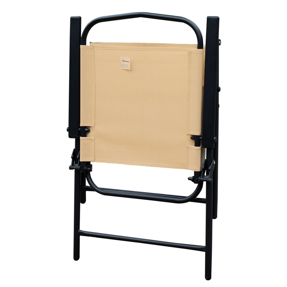 8 Pcs Dining Set W/Umbrella, Textilene - Beige - SILVIONIX