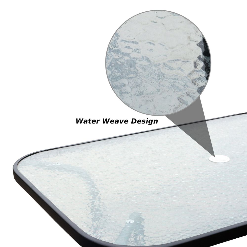 8 Pcs Dining Set W/Umbrella, Textilene - Beige - SILVIONIX