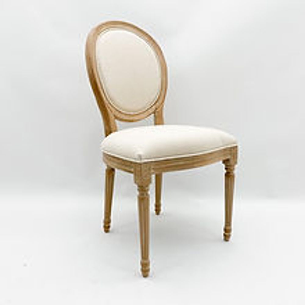 94CM CREAM LINEN FABRIC LOUIS ARMCHAIR SILVIONIX