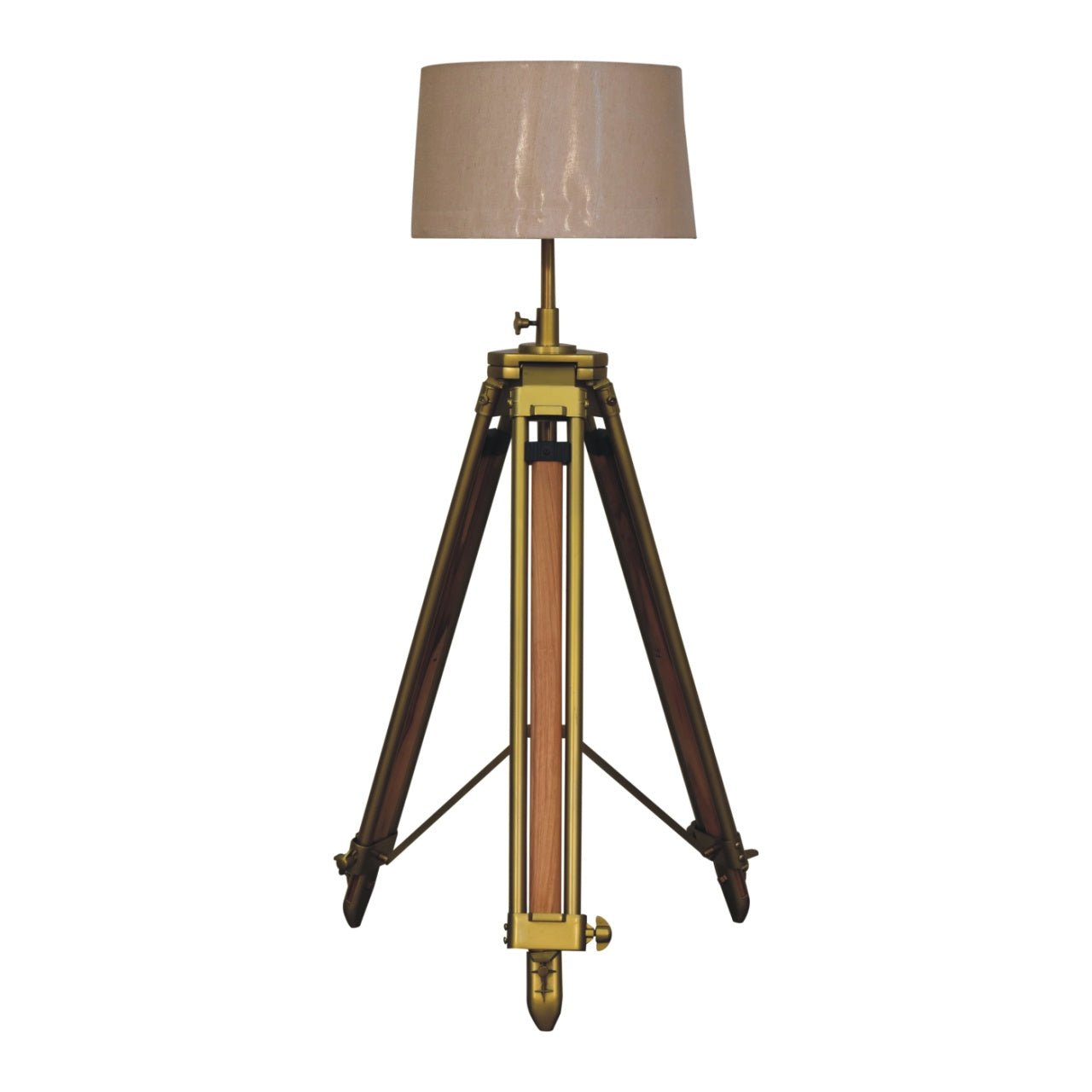Brass Plated and Wooden Floor Lamp - SILVIONIX