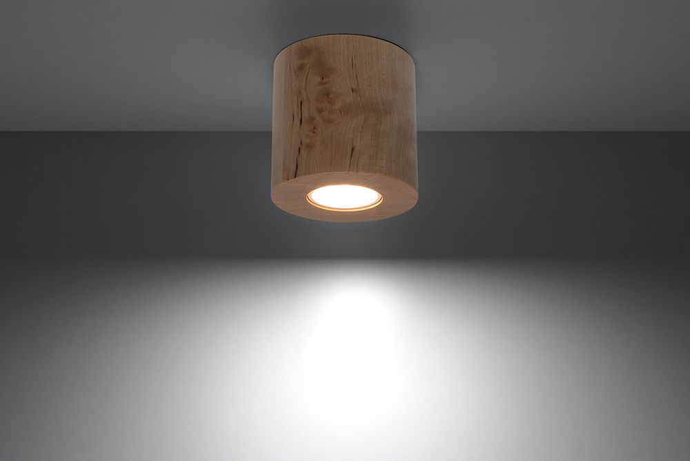 Ceiling lamp ORBIS Natural Wood Round Tube Boho Design GU10 - SILVIONIX