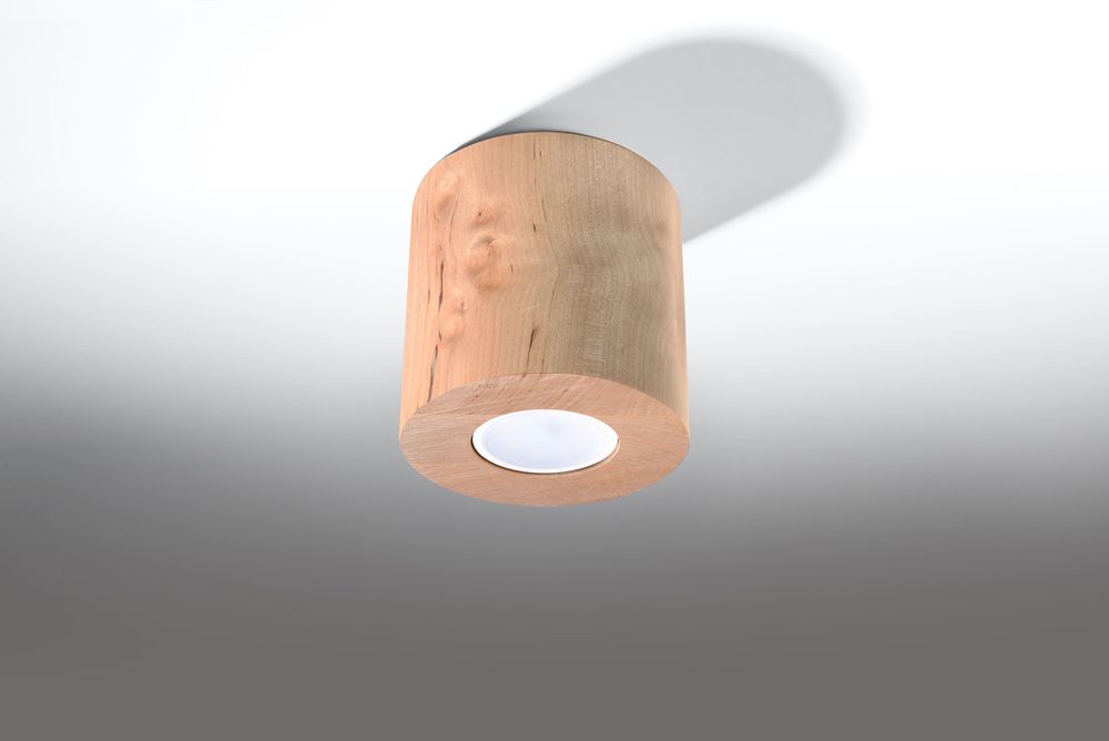 Ceiling lamp ORBIS Natural Wood Round Tube Boho Design GU10 - SILVIONIX