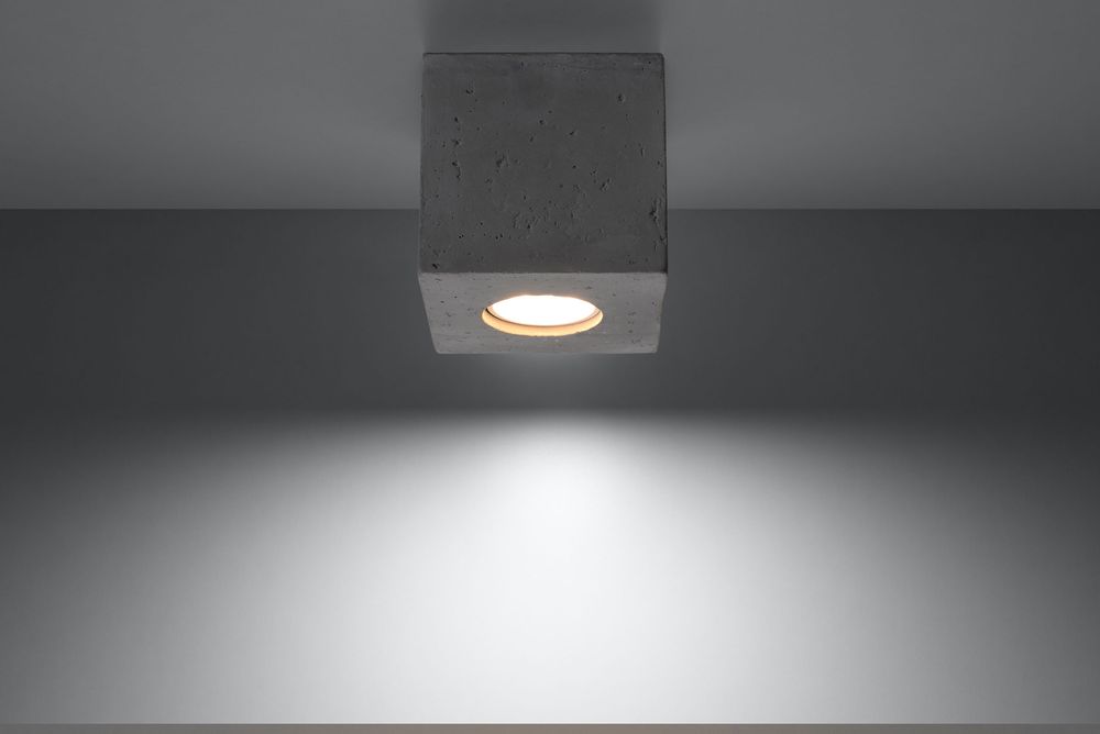 Ceiling lamp QUAD Grey Concrete Square Loft Design LED GU10 - SILVIONIX