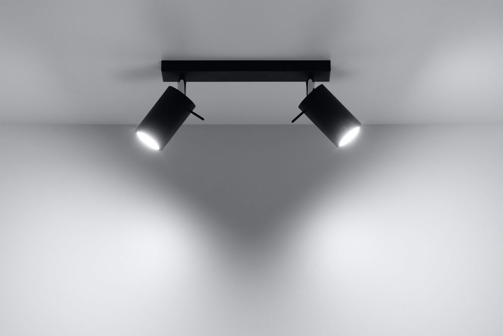 Ceiling Lamp RING 2 Black Rotating Tube Modern Loft Design GU10 - SILVIONIX