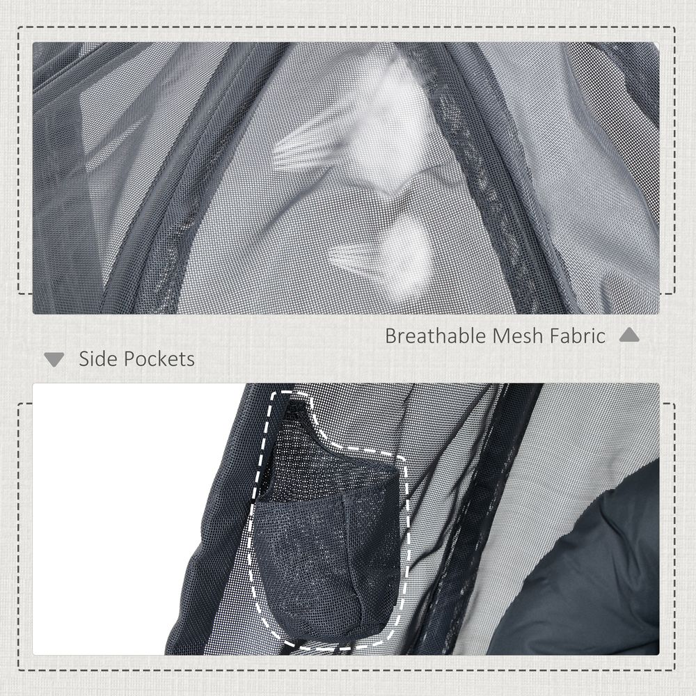 Folding Hanging Egg Chair w/ Cushion and Stand Grey - SILVIONIX