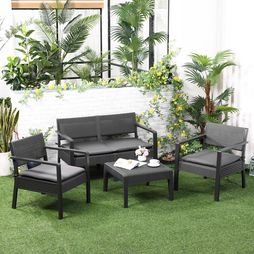 Garden PP Rattan Style Sofa Set, 4 PCS - SILVIONIX