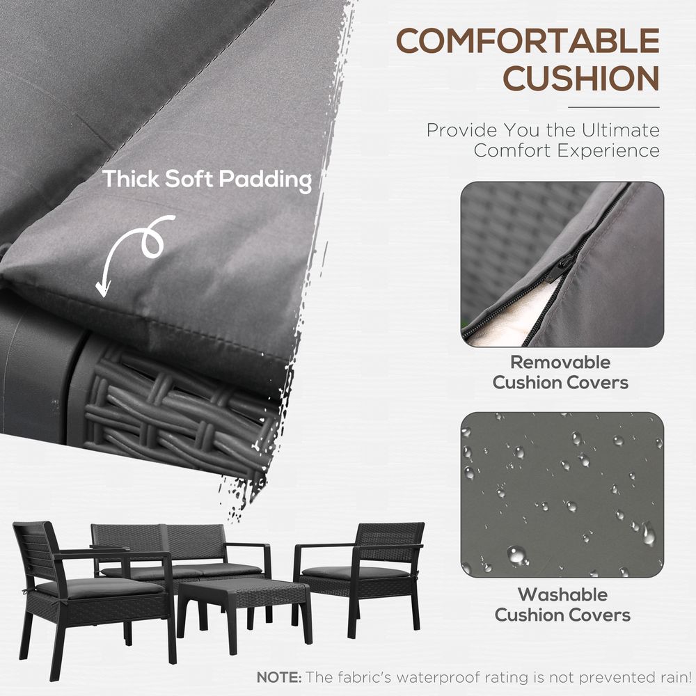 Garden PP Rattan Style Sofa Set, 4 PCS - SILVIONIX