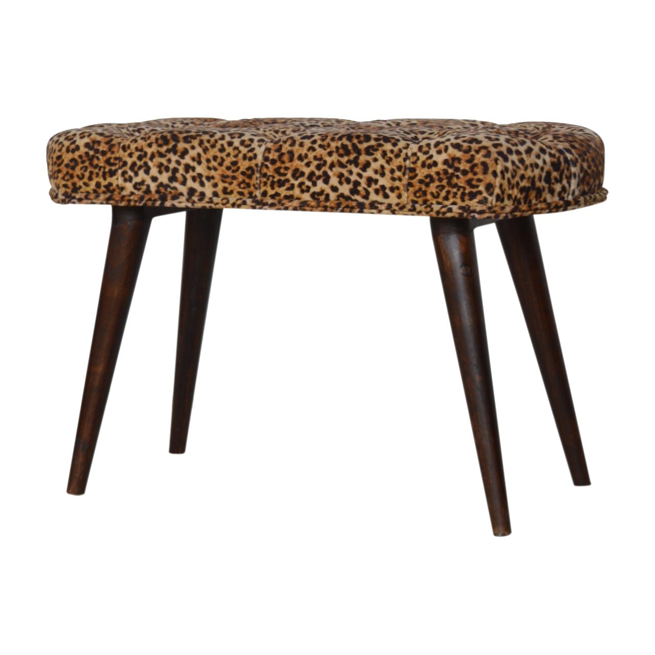 Leopard Print Deep Button Bench - SILVIONIX