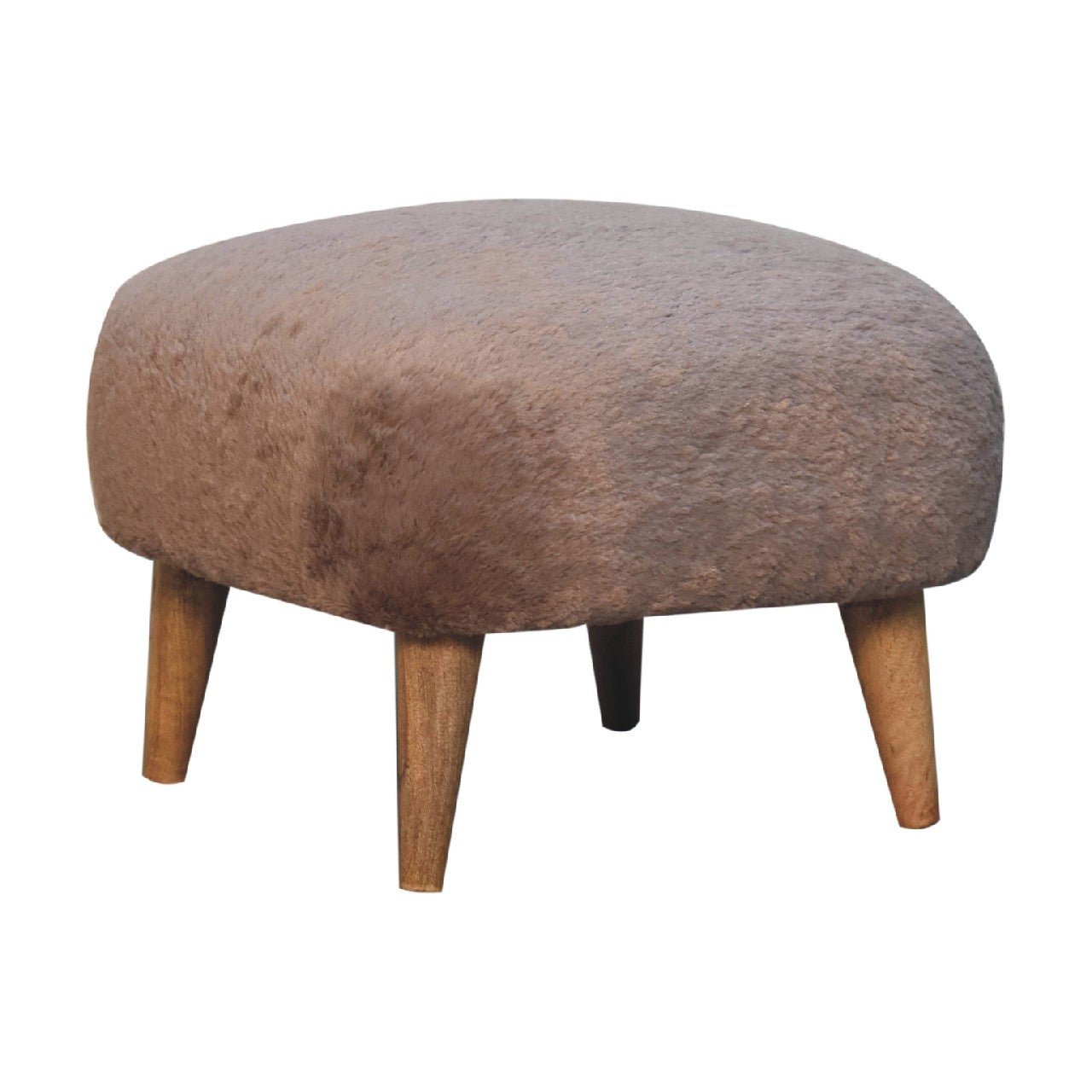 Mocha Faux Fur Square Stool - SILVIONIX
