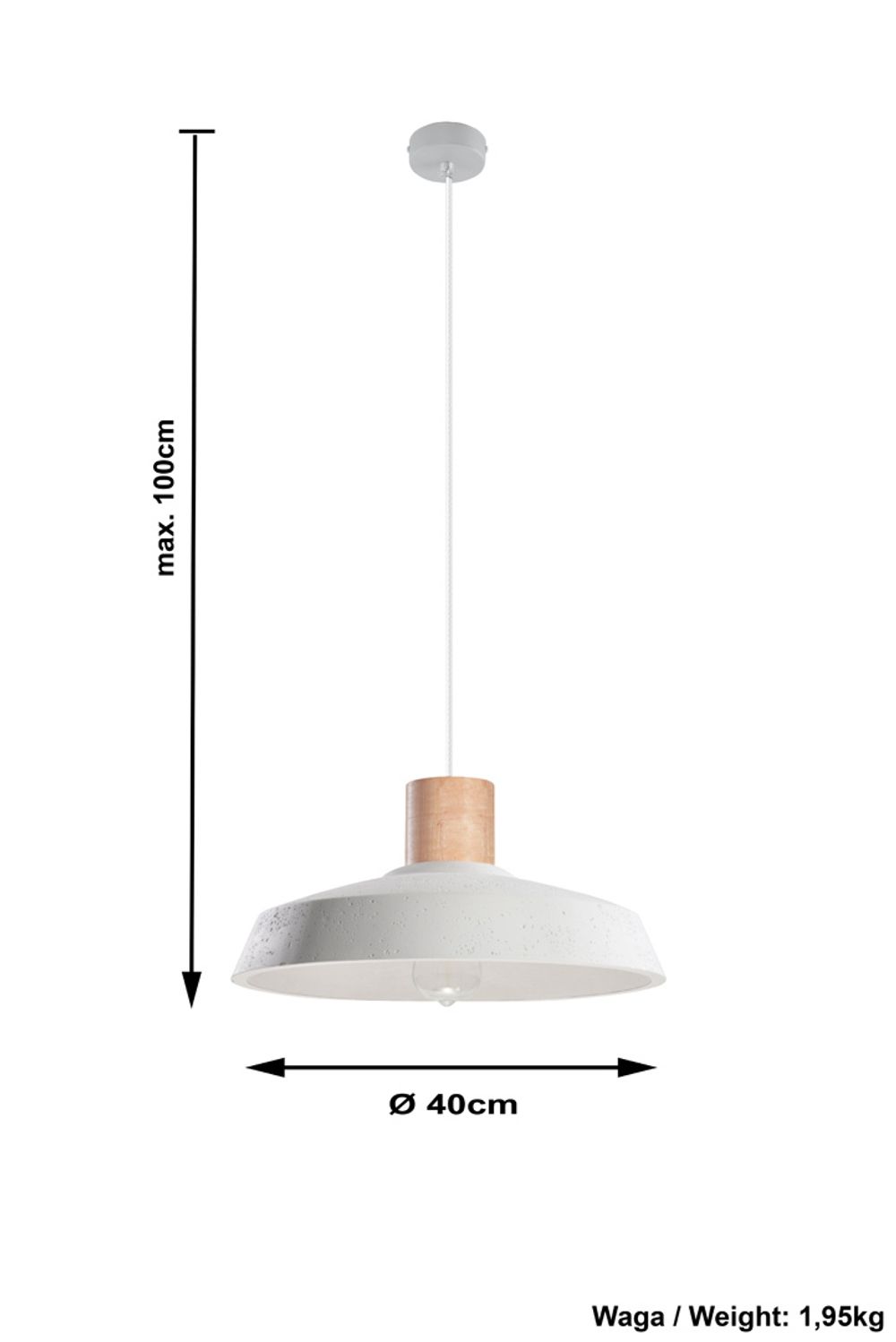 Modern Pendant lamp AFRA Concrete/Wood Loft Design LED E27 - SILVIONIX