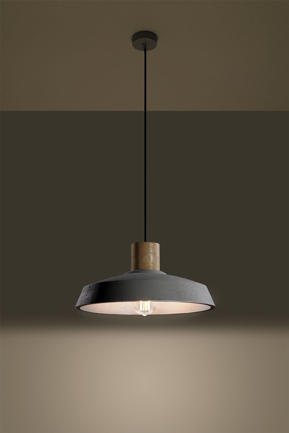 Modern Pendant lamp AFRA Concrete/Wood Loft Design LED E27 - SILVIONIX