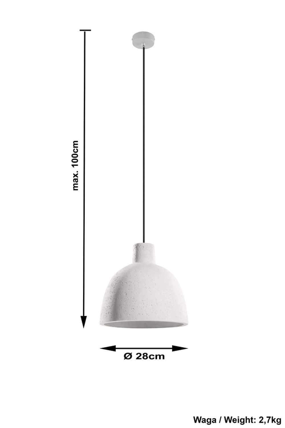 Modern Pendant lamp Damaso Concrete White Loft Design LED E27 - SILVIONIX
