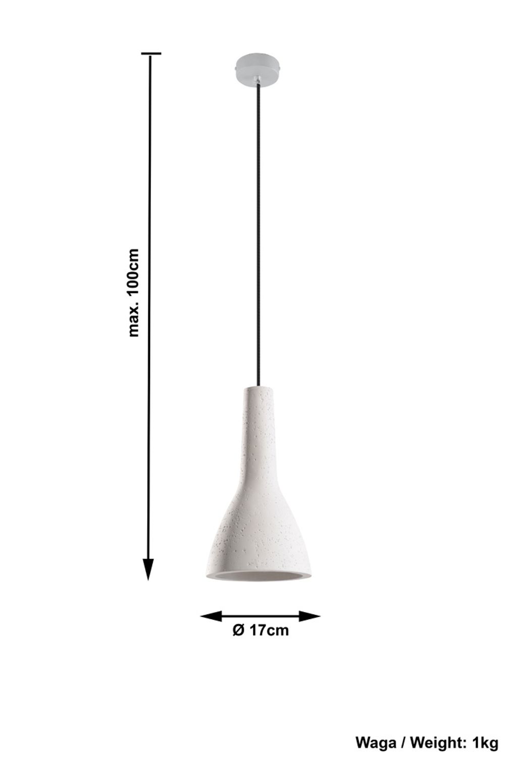 Modern Pendant lamp EMPOLI Concrete White Loft Design LED E27 - SILVIONIX