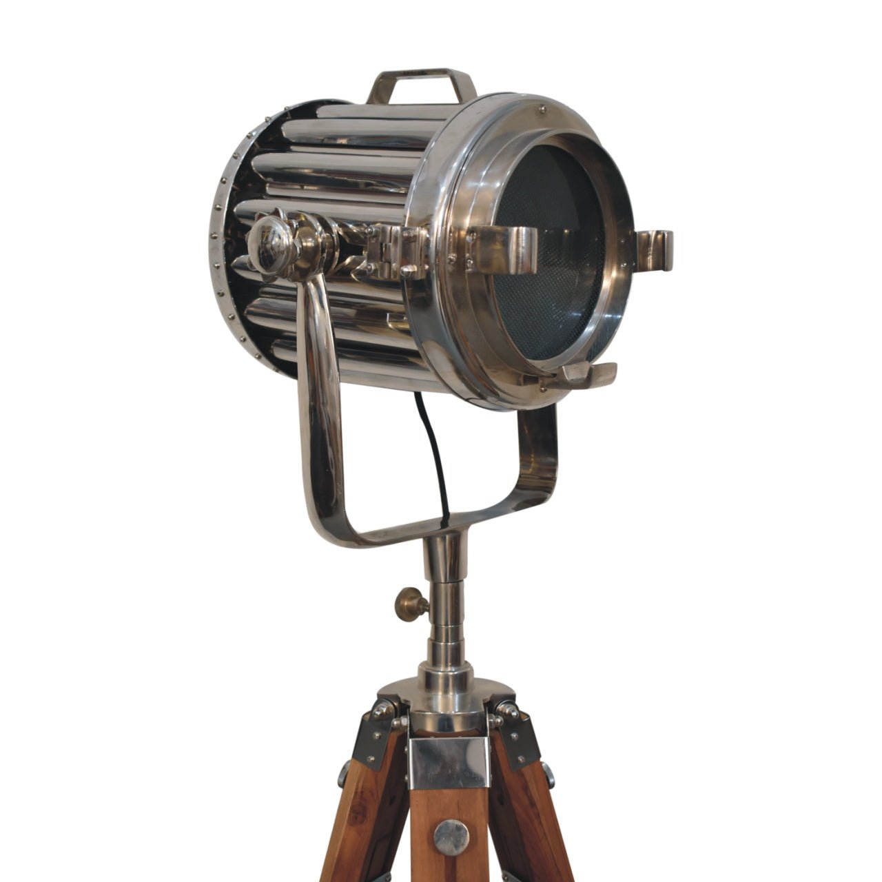 Netted Chrome Tripod Fold Spotlight Floor Lamp - SILVIONIX