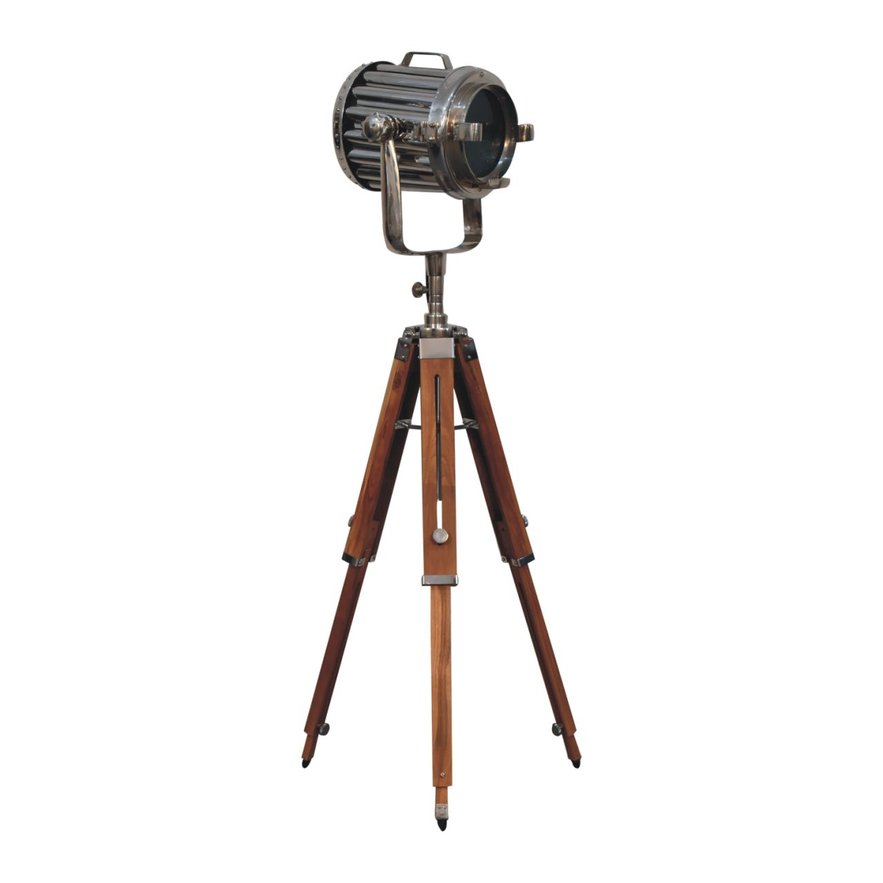Netted Chrome Tripod Fold Spotlight Floor Lamp - SILVIONIX