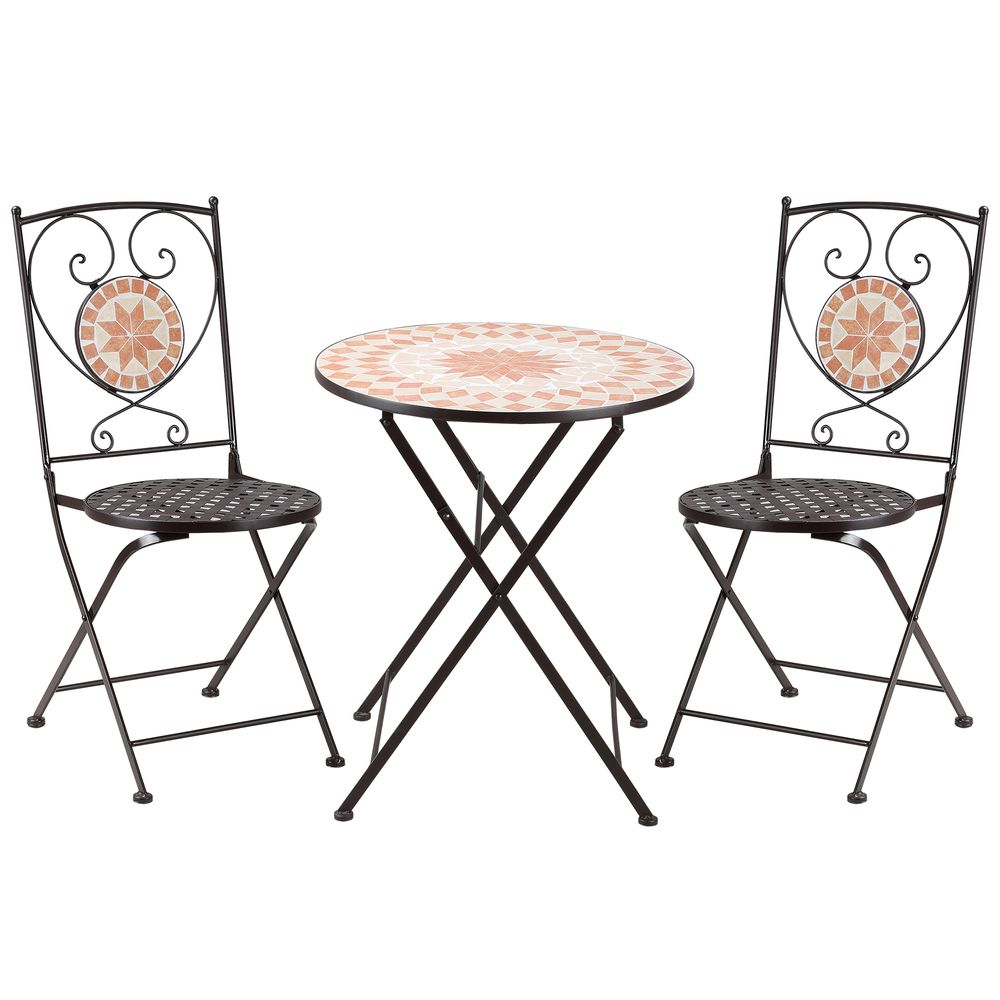 Outsunny 3 - Piece Outdoor Bistro Set w/ Mosaic Round Table and 2 Armless Chairs - SILVIONIX