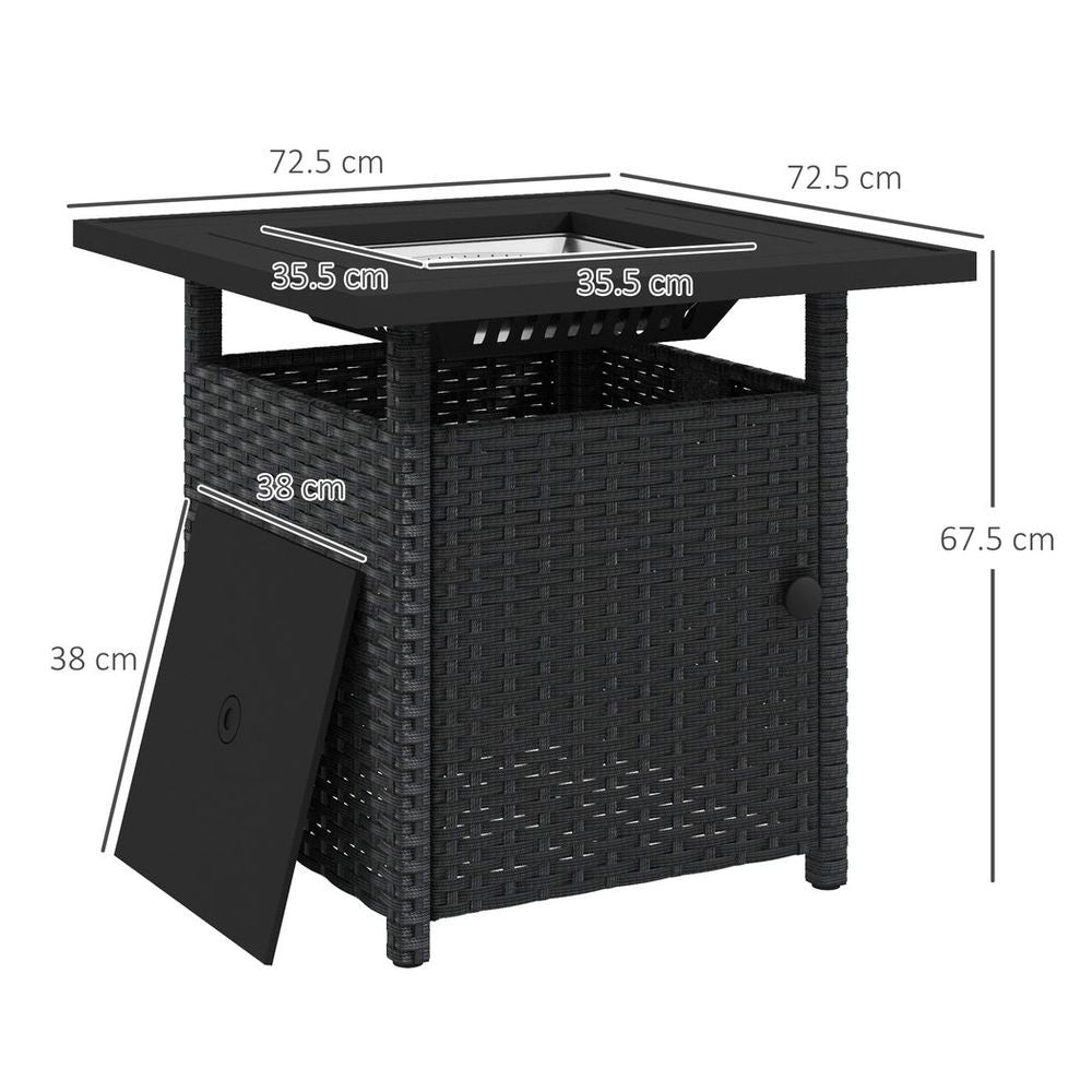 Outsunny 50,000 BTU Rattan Fire Pits for Garden, Propane Fire Pit Table, Black - SILVIONIX