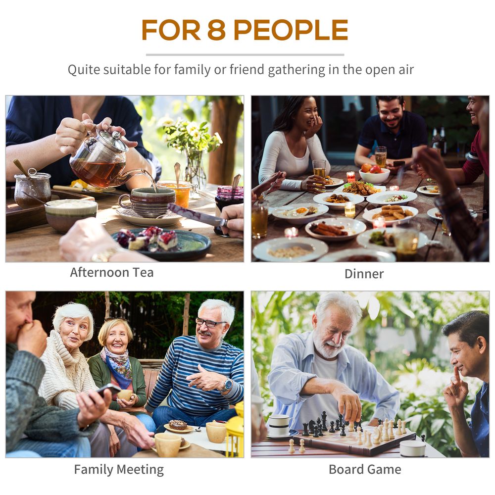 Outsunny 8 - Seater Wooden Picnic Set - Fir Wood - SILVIONIX