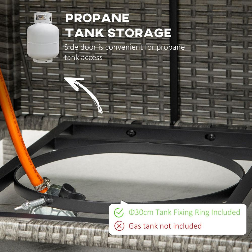 Outsunny Gas Fire Pit Table w/ Rain Cover, Windscreen & Lava Stone, 50,000 BTU - SILVIONIX