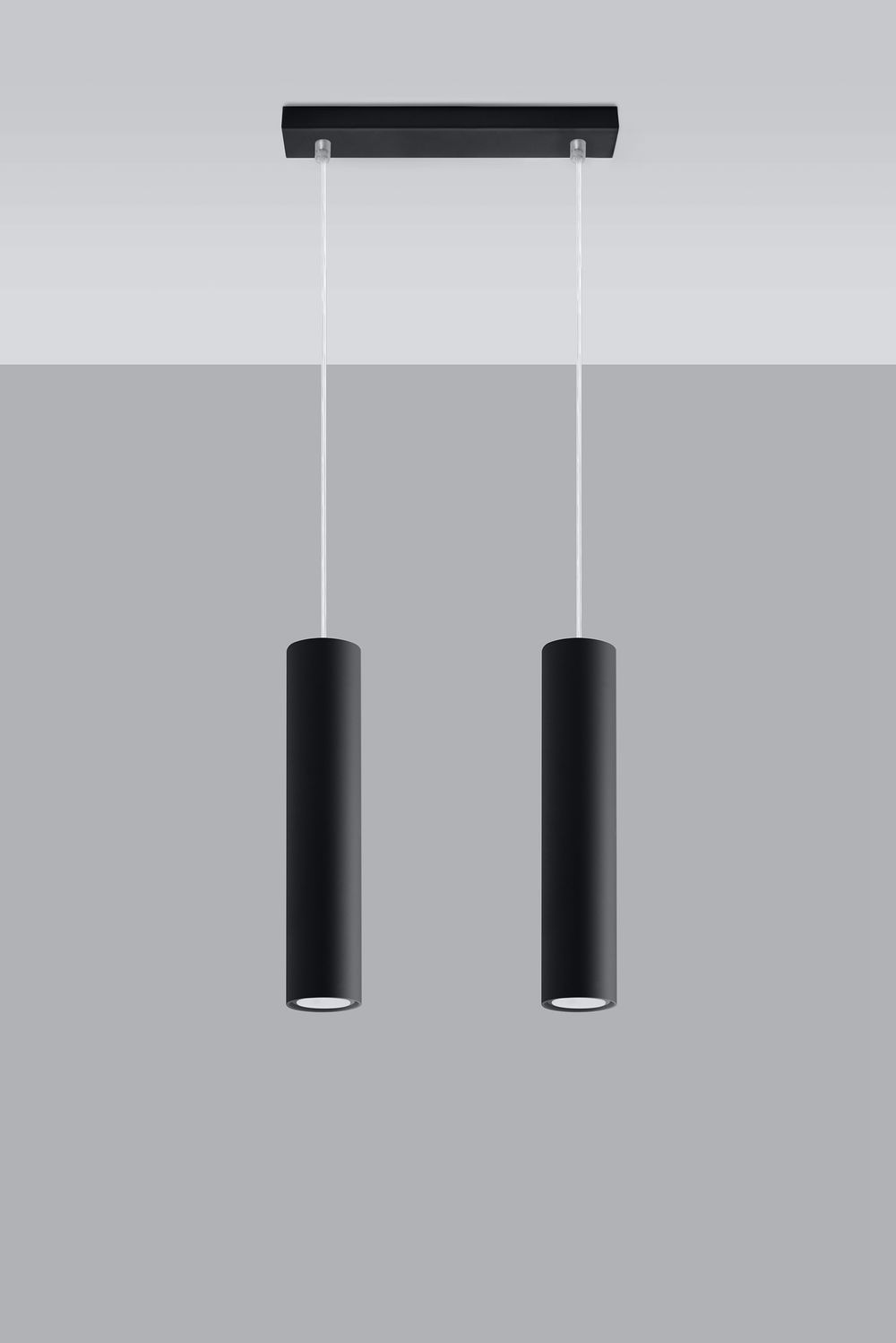 Pendant lamp LAGOS 2 Black Round Tube Shape Modern Loft Design LED GU10 - SILVIONIX