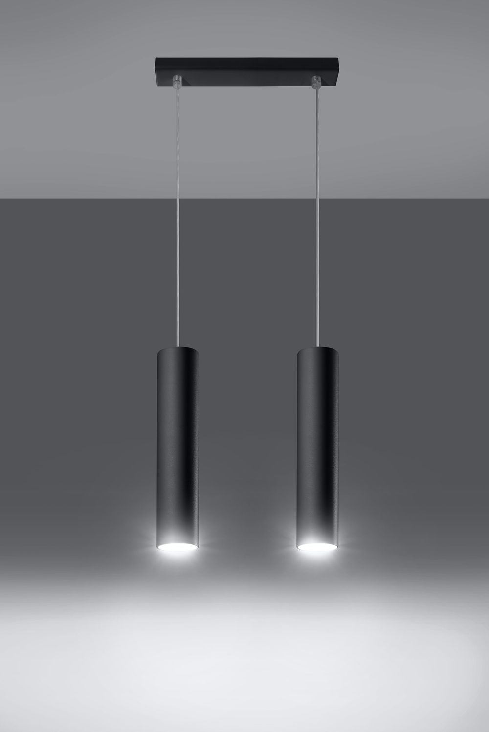 Pendant lamp LAGOS 2 Black Round Tube Shape Modern Loft Design LED GU10 - SILVIONIX