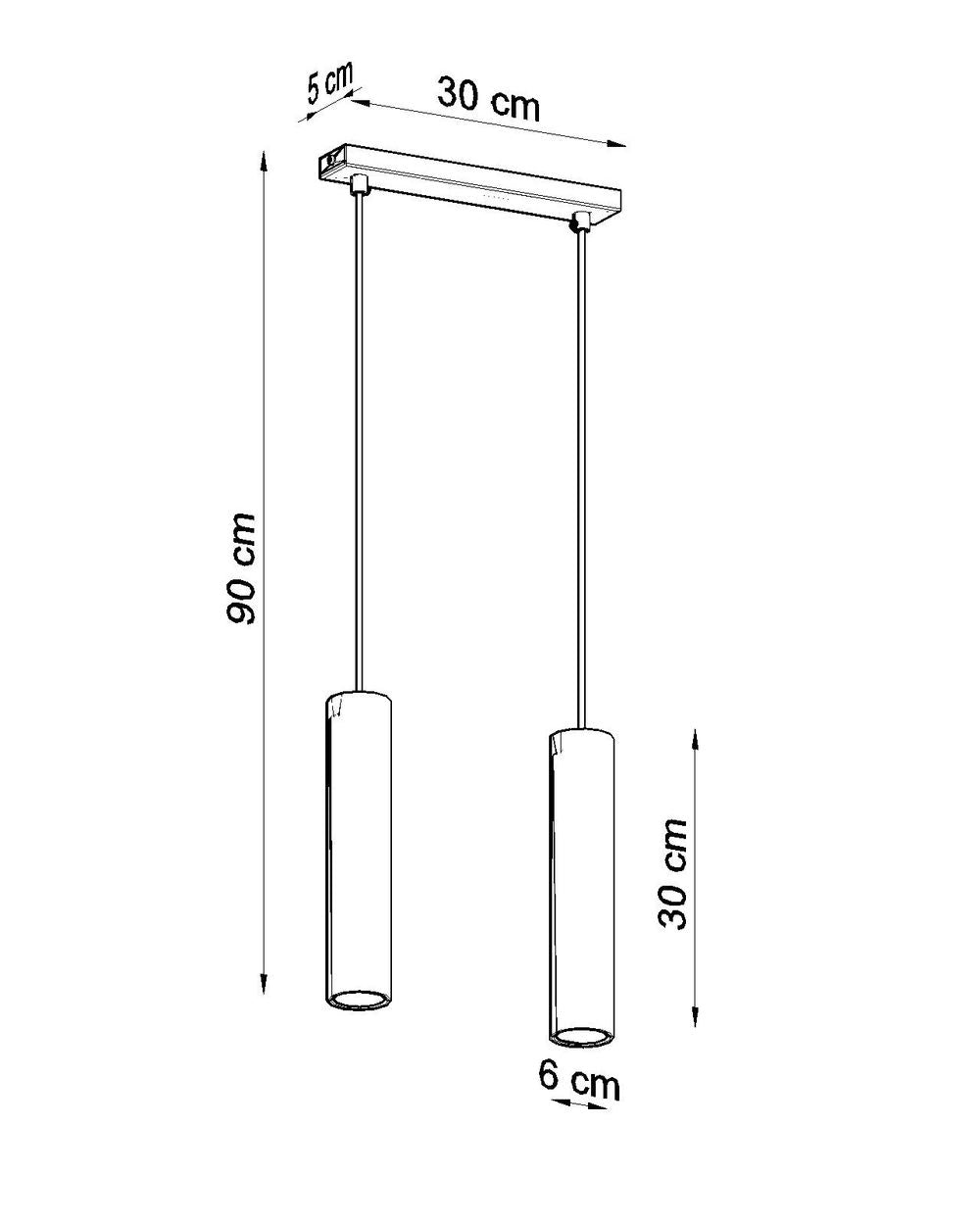 Pendant lamp LAGOS 2 Black Round Tube Shape Modern Loft Design LED GU10 - SILVIONIX