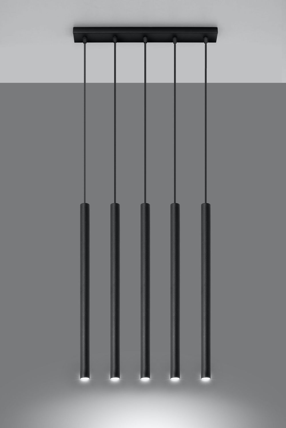 Pendant lamp PASTELO 5 Black Round Tube Shape Spot Modern Loft Design LED G9 - SILVIONIX
