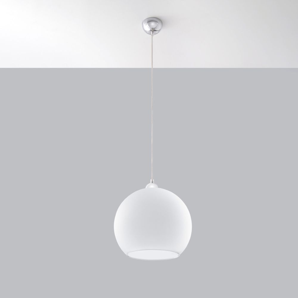 Pendant lamp steel, glass Ball minimalistic Design E27 - SILVIONIX