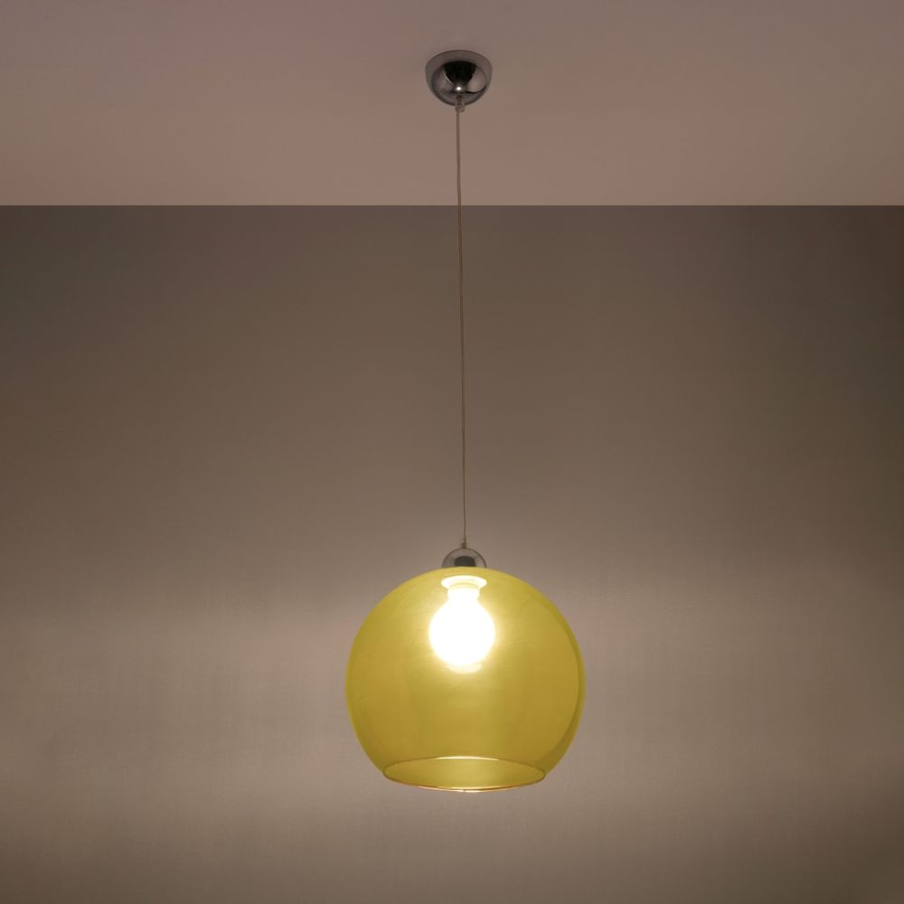 Pendant lamp steel, glass Ball minimalistic Design E27 - SILVIONIX